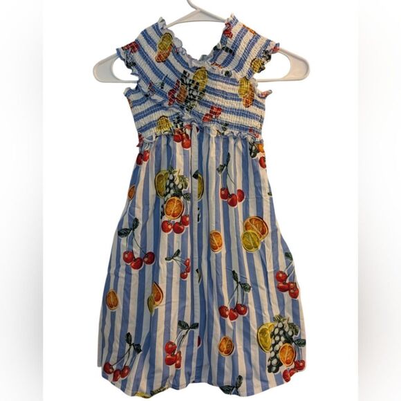 Show Me Your Mumu Mandy Smocked Dress, Fruit Basket Striped poplin Size Small - Picture 3 of 5
